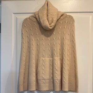 Ralph Lauren Cream Cashmere Cable Knit Poncho, Sz S